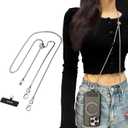 MAGEASY Cell Phone Chain Lanyard Crossbody with Tether Tab & Attachment Clip, Rust-Proof Metal Strap with 360 Rotatable Buckle Adjustable Length, Chic Anti-Theft Strap for iPhone (Silver), 45" to 52"