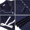 Joyaria Womens Bamboo Viscose Pajama Sets Long Sleeve Button Down Cooling Sleepwear Soft Comfortable Pj Pants Set for Women (Medium, Long-navy Polka Dot)