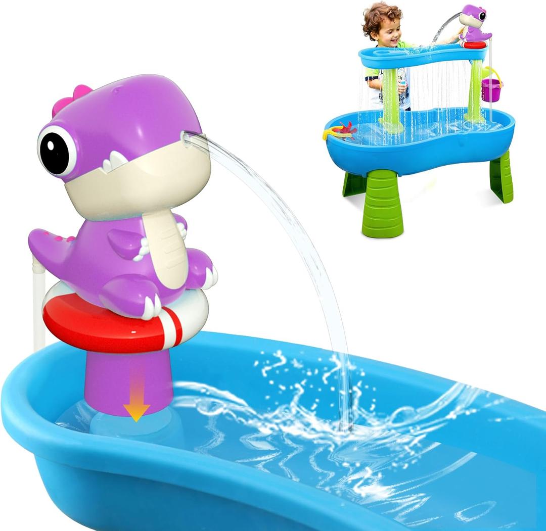 Dinosaur Battery Powered Water Table Pump Continuous Flow for Water Tables - Cordless, Rechargeable,No Damage Installation Outdoor Play Accessories for Kids (no Water Table Included)(Purple)
