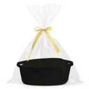 Pro Goleem Small Woven Basket with Gift Bags and Ribbons Durable Baskets for Gifts Empty Small Rope Basket for Storage 12"X 8" X 5" Baby Toy Basket with Handles, Black