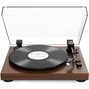 Vinyl Record Player Belt Drive 2-Speed Playback Turntable Bluetooth Wireless Output Connectivity Record Player with Magnetic Cartridge Built-in Phono Pre-amp