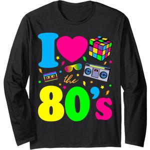 I Love The 80s Clothes for Women and Men Party Funny Tee Long Sleeve T-Shirt, Small