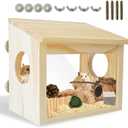 Visible Hamster Digging Box Hamster Sand Bath Container Rat Hideaway Wood Wooden House Hideout Exploration with Acrylic Plate Accessories Dwarf Syrian Rat Hideaway Wood Mice Gerbils Lemmings