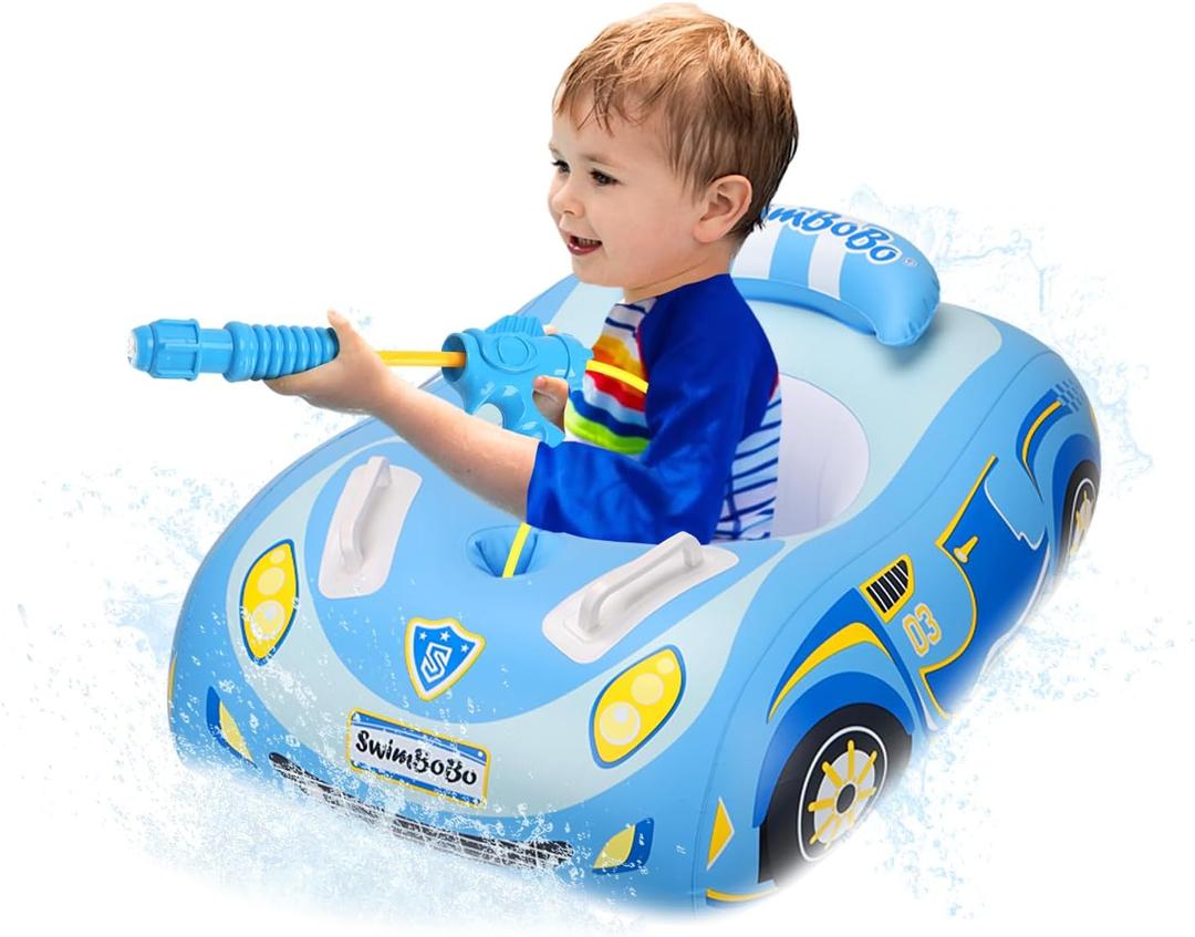 Baby Pool Float Police Car Design Toddler Pool Float Heavy Duty Toddler Floaties Inflatable Boat Floaties for Toddlers 1-2 Kids Pool Floats for Toddlers 1-3 Baby Swim Float for Kids Age1-5 Boys Girls