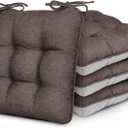 Love's cabin Memory Foam Chair Cushions Set of 4, 19"x19"x3.5" Indoor & Outdoor Seat Pads for Dining, Kitchen, Office, Patio Chairs - Coffee