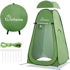 WolfWise Pop Up Privacy Shower Tent Portable Outdoor Sun Shelter Camp Toilet Changing Dressing Room (47.24"L x 47.24"W x 74.8"H, Green)