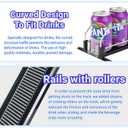 Drink Organizer for Mini Fridge (Fits Depth 12.2"), 12oz 16oz 20oz Soda Can Dispenser, Width Adjustable Automatic Pusher Glide, 12.2" D 4ROW Holds 16 Cans, White