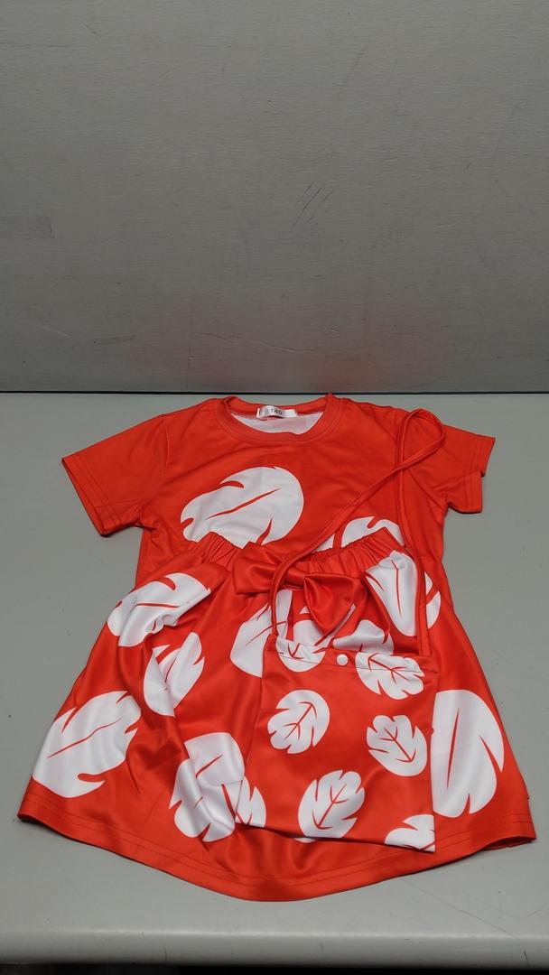 Girls Cartoon Dress Hawaiian T-Shirt Tulle Tutu Skirt with Bag Halloween Party Outfit, 4-6Y