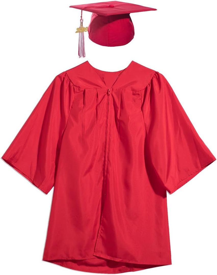 Preschool and Kindergarten Premium Matte Graduation Gown, Cap, Tassel and 2026 Charm Sets, S