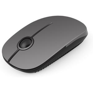 VssoPlor Wireless Mouse, 2.4G Slim Portable Computer Mice with Nano Receiver Quiet Silent Optical Laptop Mouse for Notebook, PC, Laptop, Computer-Black and Gray