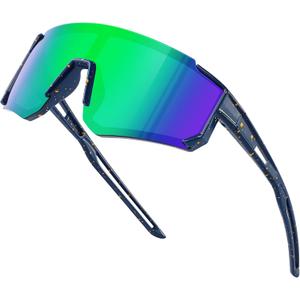Fanshen Kids Baseball Sunglasses for Boys Girls Ages 3-12, Sports Polarized Youth Baseball Softball Sunglasses UV Protection (A03-deep Blue/Green)