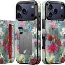 FUNMIKO for iPhone 17 Pro Wallet Case with Card Holder, RFID-Blocking, Military-Grade Drop Protection & Floral Animal Design, Magnetic Closure with Leather Kickstand - Dreamy Flowers