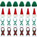 Bencailor 24 Pcs Mini Knit Santa Hats Tiny Christmas Scarf and Hats Set Mini Scarf for Crafts Small Christmas Tree Ornaments Decorations for DIY Craft Art Snowman Doll (Green)