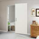 BarnSmith 36"x84" Concealed Sliding Barn Door, White Primed Flush Solid Core Sliding Hidden Barn Door with Soft Close Installation Hardware and Double Sided Pulls Included