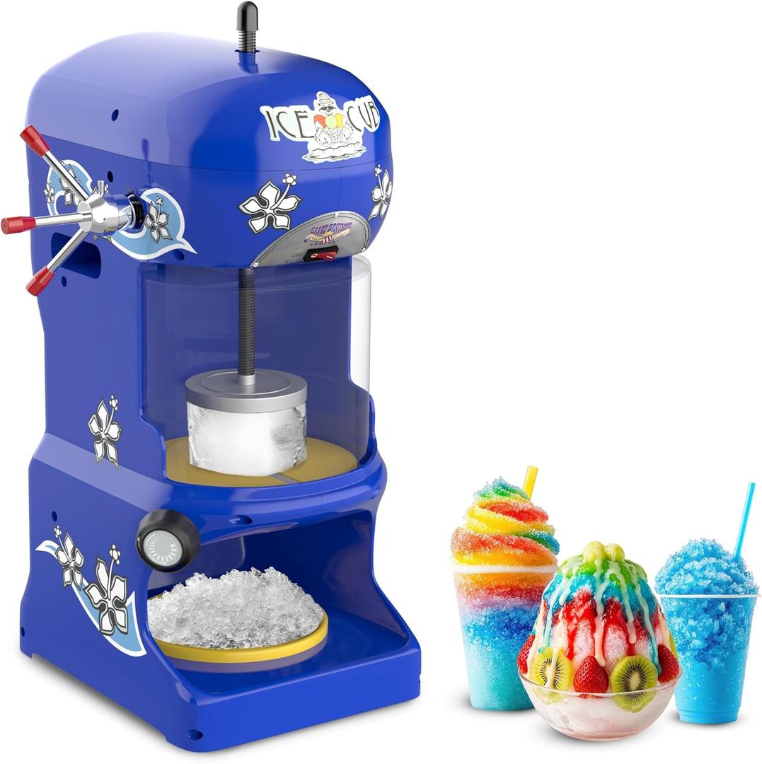 Great Northern Popcorn Company Premium Quality Ice Cub Shaved Ice Machine Commercial Ice Shaver, Blue, 1/3 hp, 6057 Ice Cub Shaver