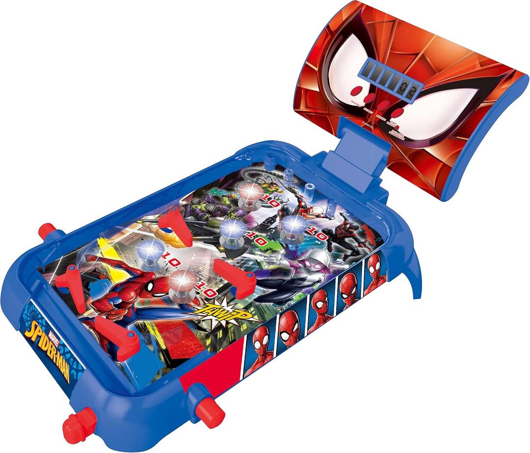 LEXiBOOK Marvel Spider-Man, Table Electronic Pinball, Action and Reflex Game for Children and familiy, LCD Screen, Light and Sound Effects, Blue/red, JG610SP