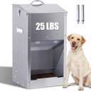 Automatic Dog Feeder Large Breed with Handle, Stainless Steel Indoor and Outdoor Pet Feeder for Large Dogs, Dog Food Dispenser Automatic for Dogs (25lbs)