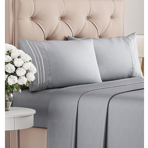 King Size 4 Piece Sheet Set  Comfy Breathable & Cooling Bed Sheets Set  Hotel Luxury Bedding for Women, Men, Kids, Teens, Boys & Girls  Deep Pockets, Soft and Wrinkle Free  OekoTex  Steel Blue