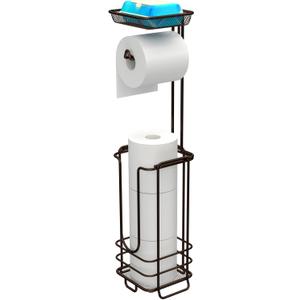 ZCCZ - Free Standing Toilet Paper Holder with Shelf - Bathroom Tissue Organizer - Bronze Toilet Paper Stand for Restroom Storage (Advanced, Bronze)
