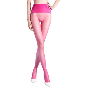 Women's Oil Shiny Seamless Pantyhose 5 Denier 360 Seamless Crotch Ultra-Thin Sheer Tights Silky Control Top Stockings