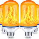 CPPSLEE Upgraded LED Flame Light Bulbs, 4 Modes Flickering Light Bulbs, E26 Base Fire Flame Bulb for Halloween Decorations Outdoor, Christmas Lights Patio Indoor Home Decor (Yellow, 4 Pack)