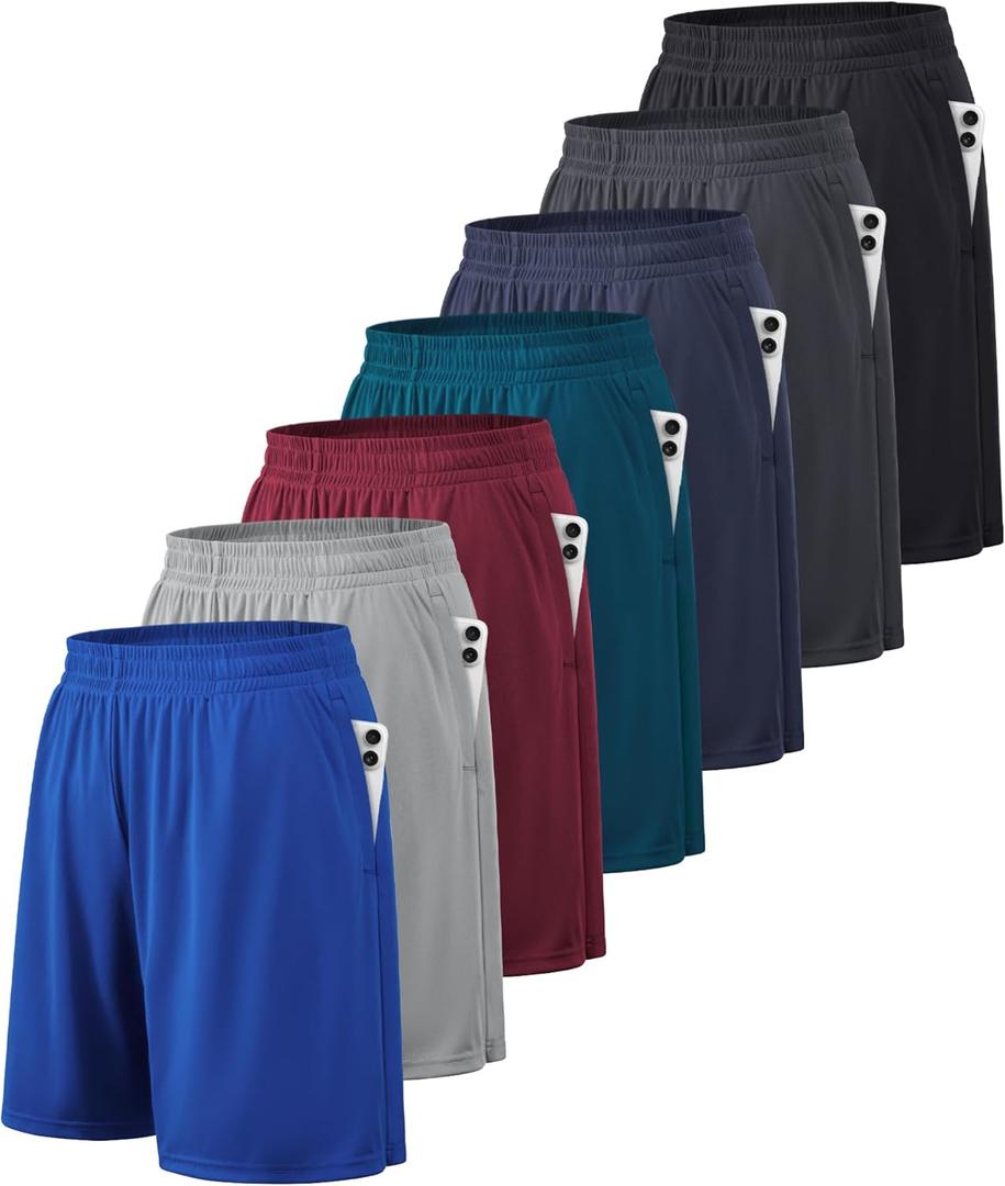 BALENNZ Athletic Shorts for Men with Pockets and Elastic Waistband Quick Dry Activewear (X-Large, 7 Pack Black, Dark Grey, Light Grey, Navy, Blue, Red, Dark Green) BALENNZ Athletic Shorts for Men with Pockets and Elastic Waistband Quick Dry Activewear (X-Large, 7 Pack Black, Dark Grey, Light Grey, Navy, Blue, Red, Dark Green)