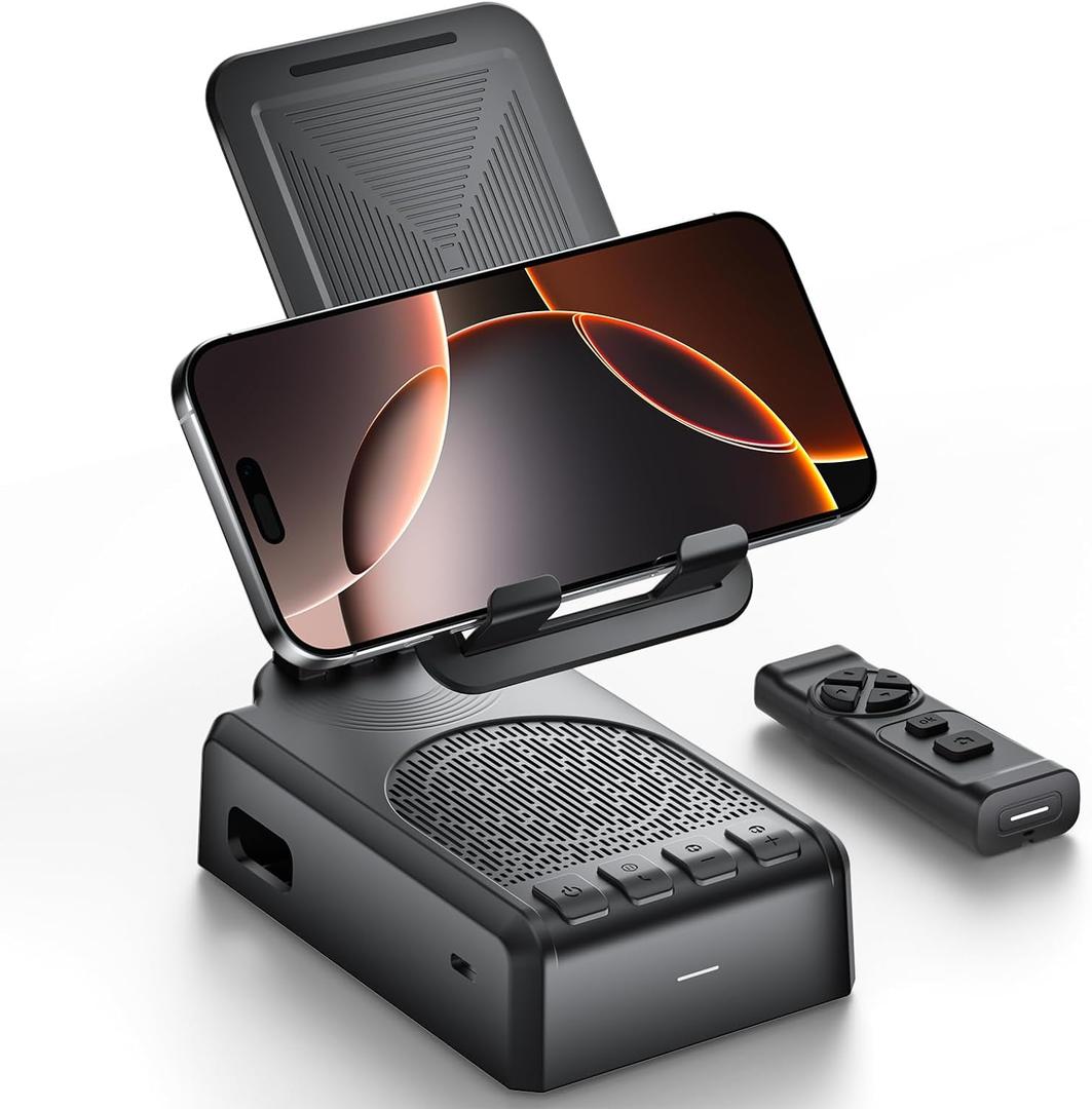 Cell Phone Stand with Bluetooth Speaker and Remote Control(Video Control/ Camera Control), Portable Bluetooth Speaker for Home and Outdoors, All Day Playtime, Compatible with iOS/ Android, Birthday Gift