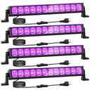 Onforu 4 Pack 42W LED Black Lights, Blacklight Bars with Plug and Switch, Glow in The Dark Party Supplies for Halloween Decorations, Bedroom, Body Paint, Stage Lighting, Poster, Black