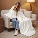 Bedsure GentleSoft Blankets Queen Size for Bed - Cozy Soft Sofa Couch Cover Blankets for Women, Cute Large Bedding Fleece Throws for Girls, Off White, 90x90 Inches