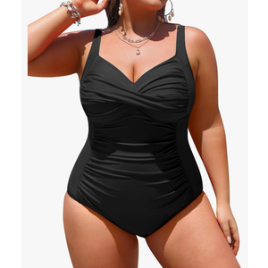 Yonique Women Plus Size One Piece Swimsuits Tummy Control Bathing Suits Twist Front Ruched Swimwear 20W