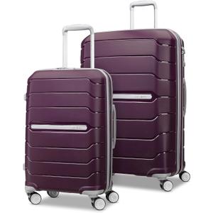 Samsonite Freeform 2-Piece Luggage Set - Carry-On & Large Checked Luggage with Dual Spinner Wheels - Durable Polypropylene Hardshell - TSA Lock, Airline-Approved - Expandable - Amethyst Purple