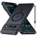 Bimanpap Matte Case for Google Pixel 7 Pro 5G, Compatible with Magsafe,[Wrist Strap] Magnetic Shockproof Military Drop Protection Translucent Back Slim Bumper Phone Cover(Black)