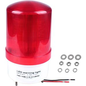 Industrial LED Rotating Strobe Beacon Warning Lights, Electrical Revolving Signal Lights for Emergency, 110v AC, Red, No Buzzer