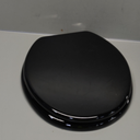 Black Round Toilet Seat Natural Wood Toilet Seat with Zinc Alloy Hinges, Easy to Install also Easy to Clean, Scratch Resistant Toilet Seat by Angol Shiold (Round, Black)