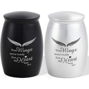 LINES ARTE 2.67 Inches Small Urns for Human Ashes Keepsake Set of 2, Mini Wings Cremation Urns for Human Ashes Adult Male or Female