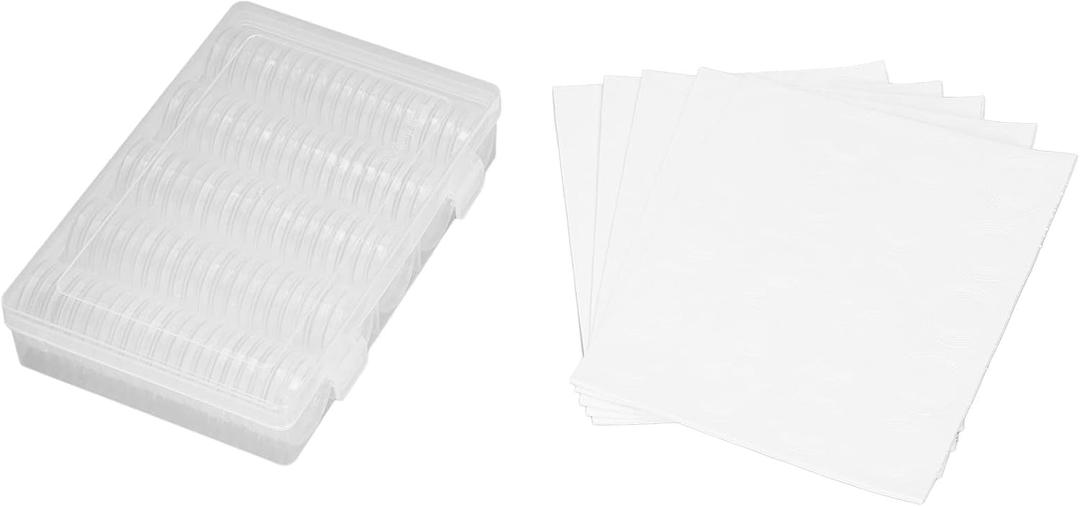 Coin Capsules, Clear Plastic Coin Holder, 33mm Silver Coin Storage, with Plastic Storage Organizer Box, Coins Collector Case Holder for Coin Collection Supplies