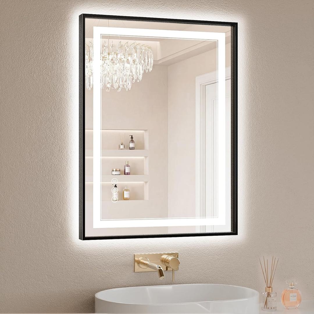 22"x30" LED Bathroom Mirror with Lights, Front & Backlit, Anti-Fog, Dimmable, 3 Color Temperature, CRI 90+, LED Mirror for Bathroom with Premium Full Aluminum Frame, Touch Control with Memory