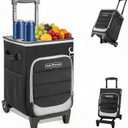 INSMEER 2-in-1 Rolling Cooler with Wheels, 60 Cans Collapsible Soft Sided Cooler on Wheels, Hard Top with 2 Cup Holders, Insulated 100% Leakproof Wheeled Cooler Bag for Beach Camping Outdoor