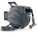 Retractable Garden Hose Reel 1/2 in x 100 ft, 2025 Upgraded Dual Ratchet Lock UV & Freeze Protection Brass Seal Slow Retraction Anti-Tangle Hose 180°Swivel Reinforced Scaffold Wall Mount