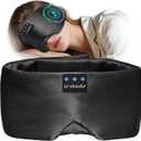 LC-dolida Luxurious Silk Soft Sleep Mask, Sleep Headphones with Bluetooth 5.4 for Side Sleeper, Total Blackout Eye Sleeping Mask for Women and Men, Ideal Gift for Restful Sleep, Travel(Black)