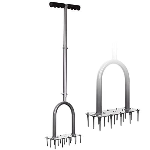 Walensee Lawn Aerator Spike Metal Manual Dethatching Soil Aerating Lawn with 15 Iron Spikes, Pre-Assembled Grass Aerator Tools for Yard, Lawn Aeration, Garden Tool, Revives Lawn Health, Patented