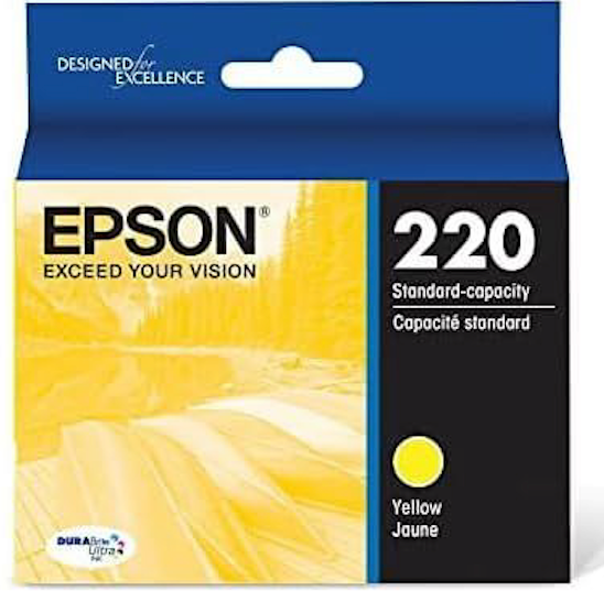 Epson 220 DURABrite Ultra Ink Standard Capacity Yellow Cartridge (T220420-S) Works with Workforce WF-2630, WF-2650, WF-2660, WF-2750, WF-2760, Expression XP-320, XP-420, XP-424 (Pack of 1)