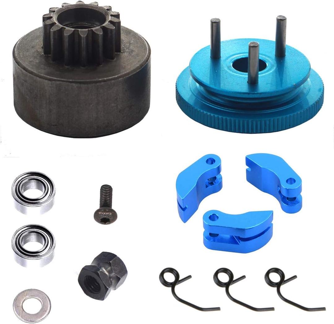 ShareGoo RC 14T Clutch Bell Shoes Bearings Gear Flywheel Assembly Kit Springs Cone Engine Nut Compatible with HPI HSP Traxxas Axial Himoto 1/8 RC 21-28cxp Nitro Engine Car