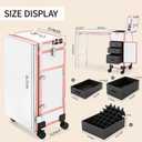 Portable Manicure Table 3 Drawers, Rolling Lockable Makeup Train Case with Blueteeth Speaker and Nail Polish Organizer, Foldable Nail Desk with Mirror & TSA Lock for Nail Tech and Salon Use, 15.3 X 10.8 X 30.8 Inches