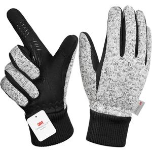 MOREOK Winter Gloves for Men/Women -10°F 3M Thinsulate Warm Touch Screen Snow Ski Bicycle Bike Gloves for Driving/Cycling/Running/Hiking-Gray-M