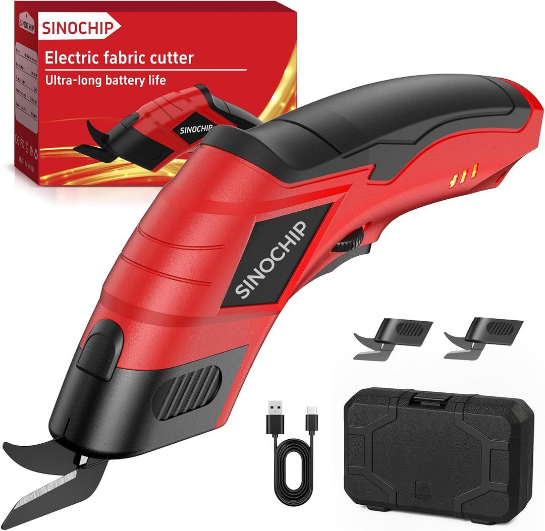 Electric Scissors for Cardboard Cutting, 2000mAh cell 12000RPM High-Power Box Cutter with Dual Blades & Safety Lock Suitable for fabrics