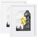 8x10 Picture Frame with Plexiglass, Display Pictures 5x7 with Mat or 8x10 Without Mat for Tabletop Display and Wall Mounting, Set of 2White