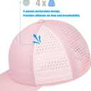 4-Panels Perforation Performance Hat - Lightweight Breathable for All Sports (Pink)