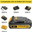LONG FIT Replace for DEWALT 20V MAX Battery Pack, 3.0-Ah, 2-Pack, Compatible with Dewalt DCB200 DCD DCF DCG Series Cordless Power Tools