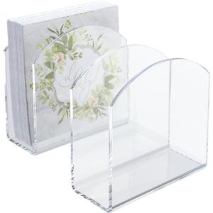 Napkin Holder, 2 Pack Clear Acrylic Napkin Tissue Holder for Table,Tissue Paper Cocktail Napkin Holder for Kitchen, Dinner Napkin Dispenser for Bar, Restaurant